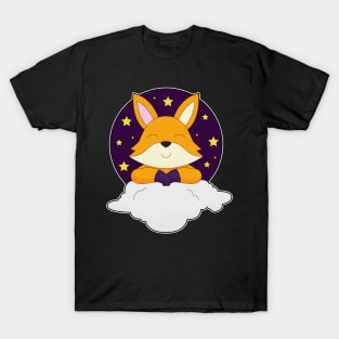 Fox Night Clouds Stars T-Shirt